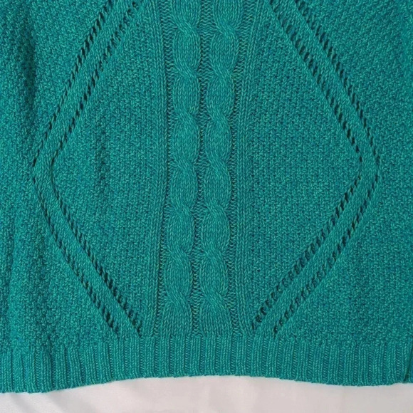 AEO Open Cable Knit Sweater, Color Aquamarine Size XL - Picture 6 of 12